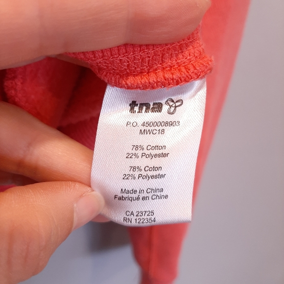 TNA Aritzia Full Zip Hoodie Sweatshirt Sweater Orange Embroidered Logo Fleece - Picture 14 of 14